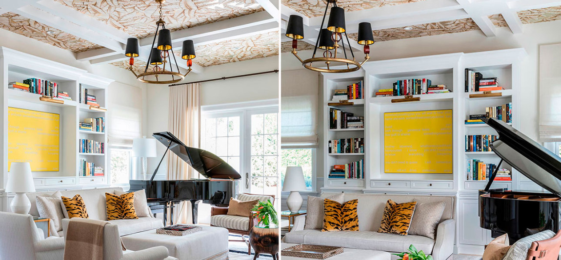 Обои ручная роспись Palms Sand on Tarnished Silver gilded paper with nickel pearlescent antiquing