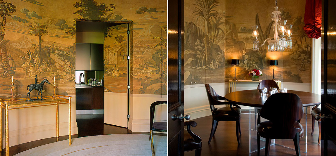 Обои ручная роспись Paul et Virginie Sepia on antique scenic Xuan paper