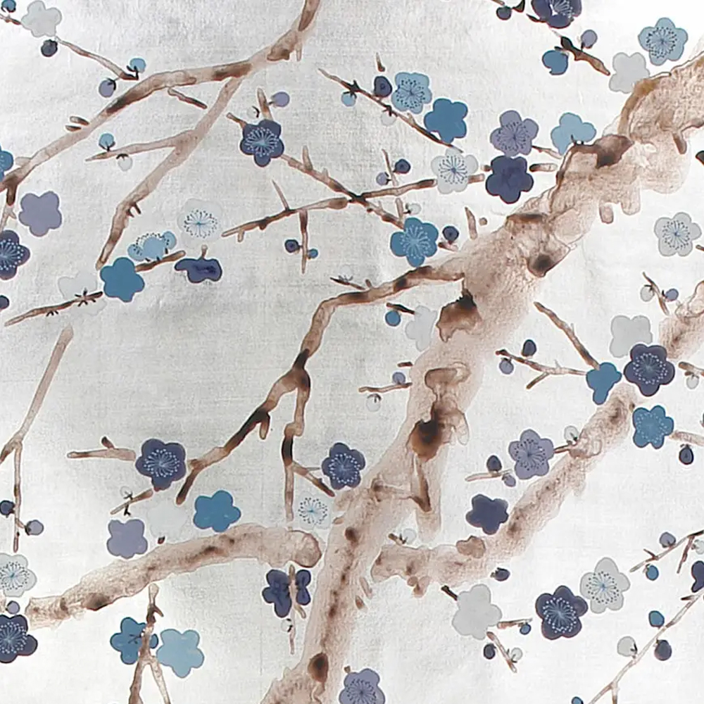 Обои ручная роспись Plum Blossom Hokusai on Tarnished Silver gilded paper