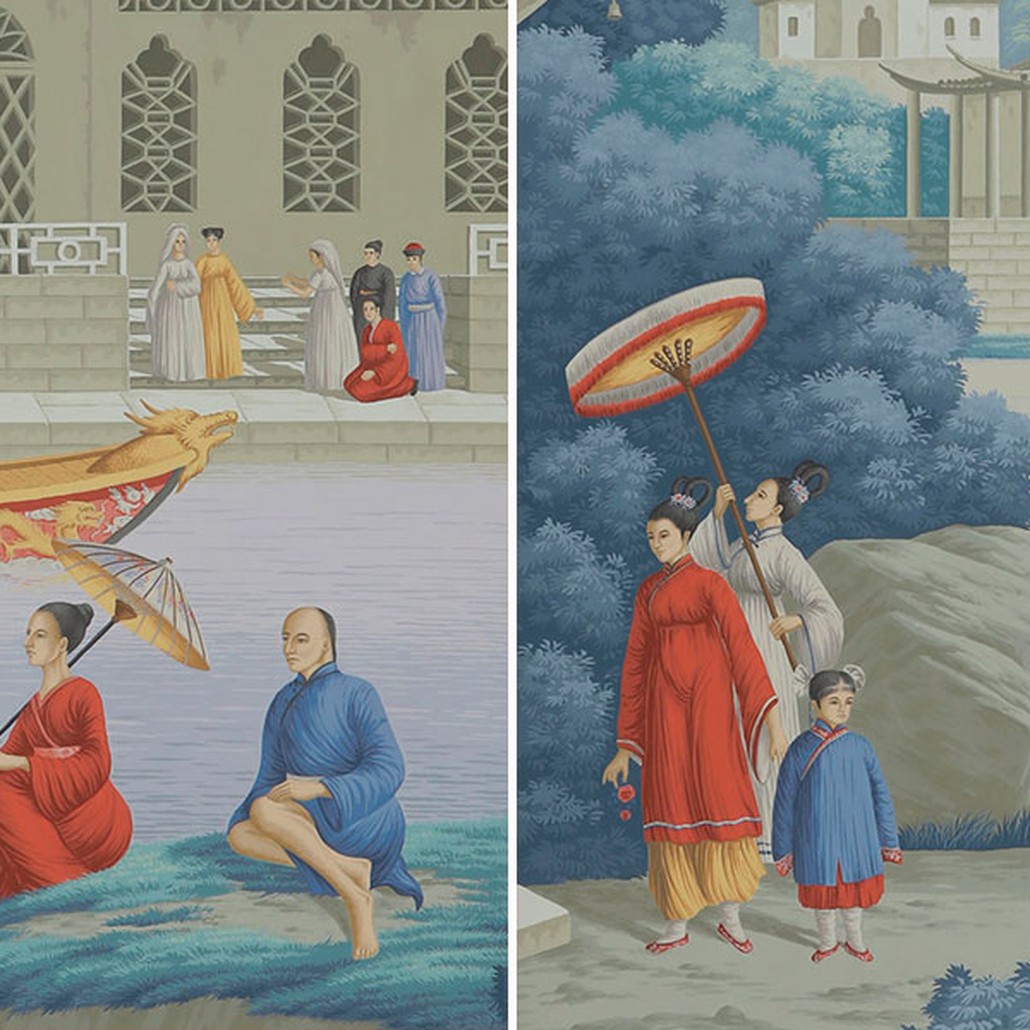 Обои ручная роспись Procession Chinoise Charvet on scenic paper