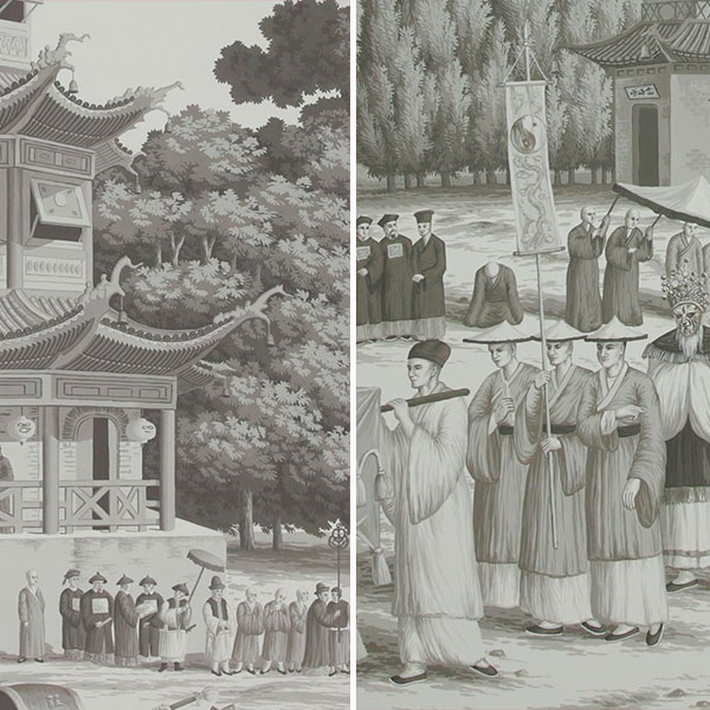 Обои ручная роспись Procession Chinoise Eau Forte on scenic paper