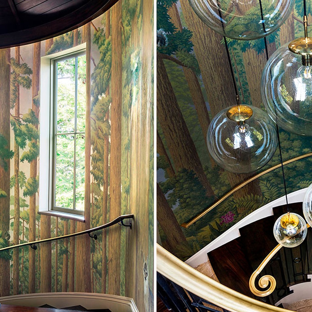 Обои ручная роспись Redwoods Roberts on Brushed Gold gilded paper
