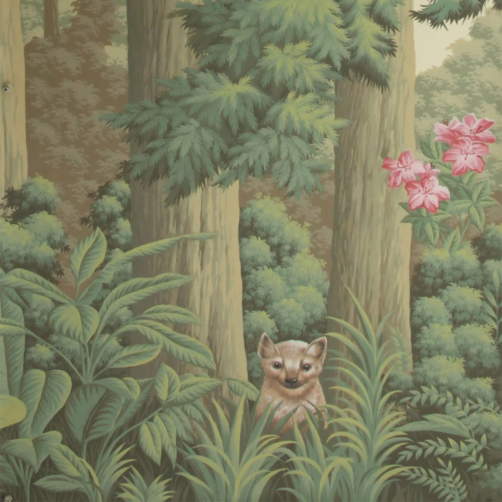 Обои ручная роспись Redwoods Sequoia colourway on Aurore scenic paper