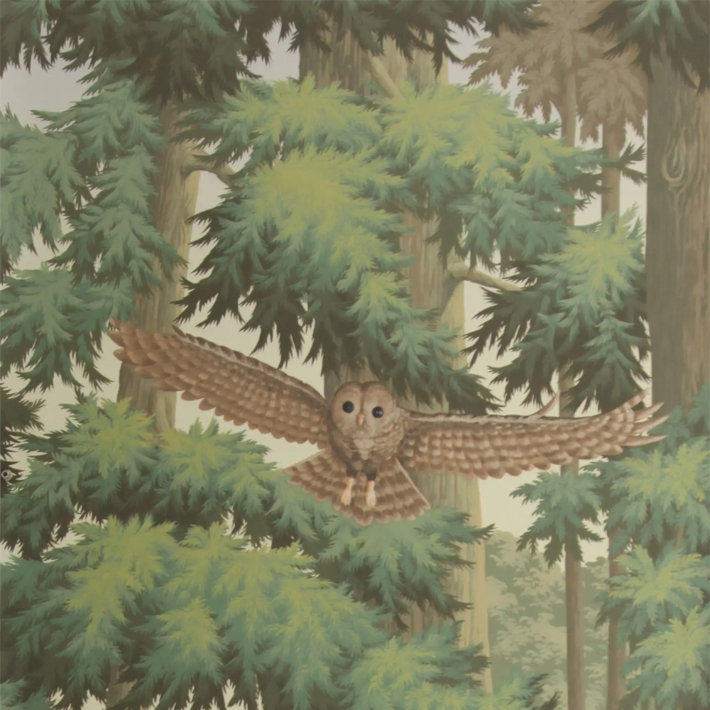 Обои ручная роспись Redwoods Sequoia colourway on Aurore scenic paper
