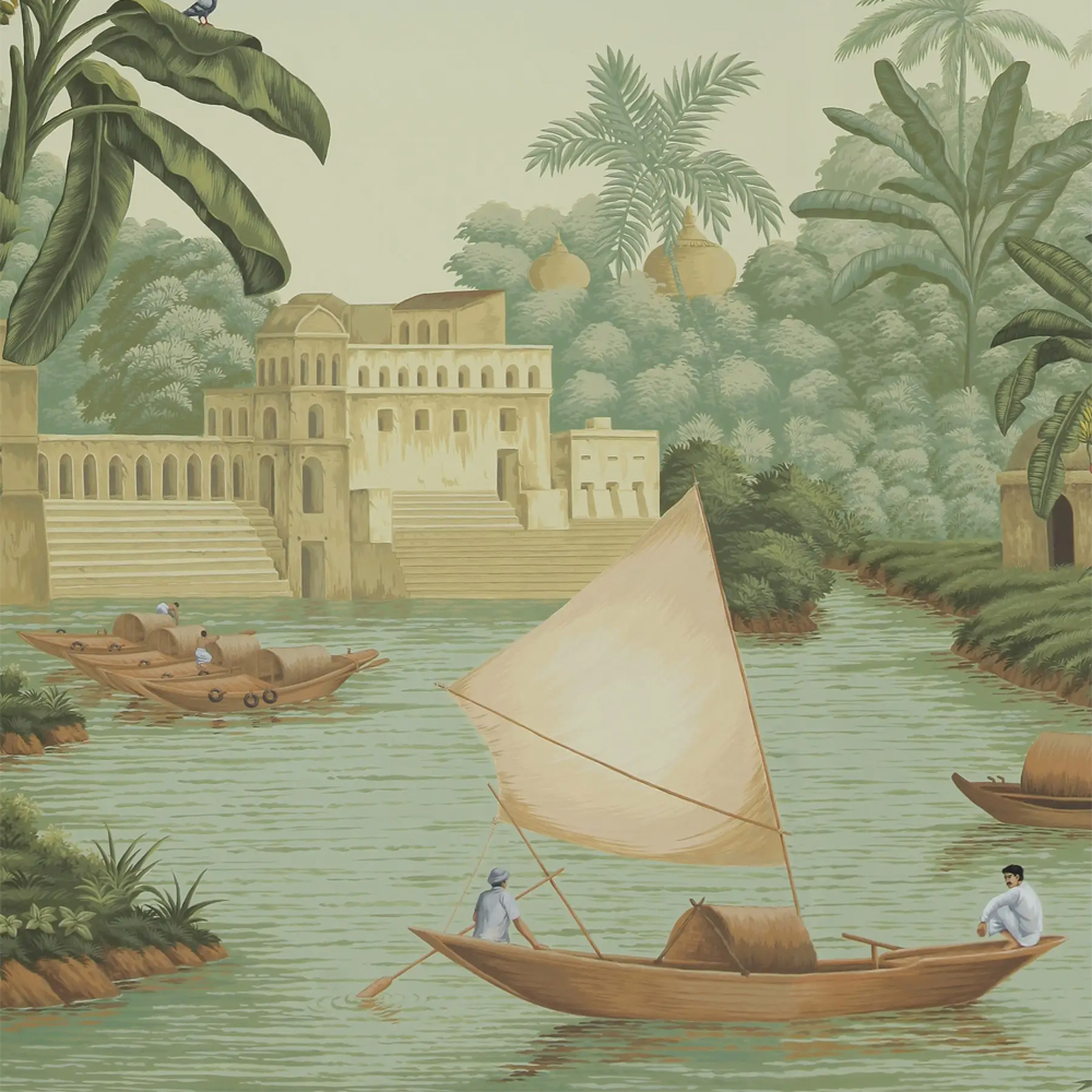 Обои ручная роспись River Scenes of Bengal Verdoyant