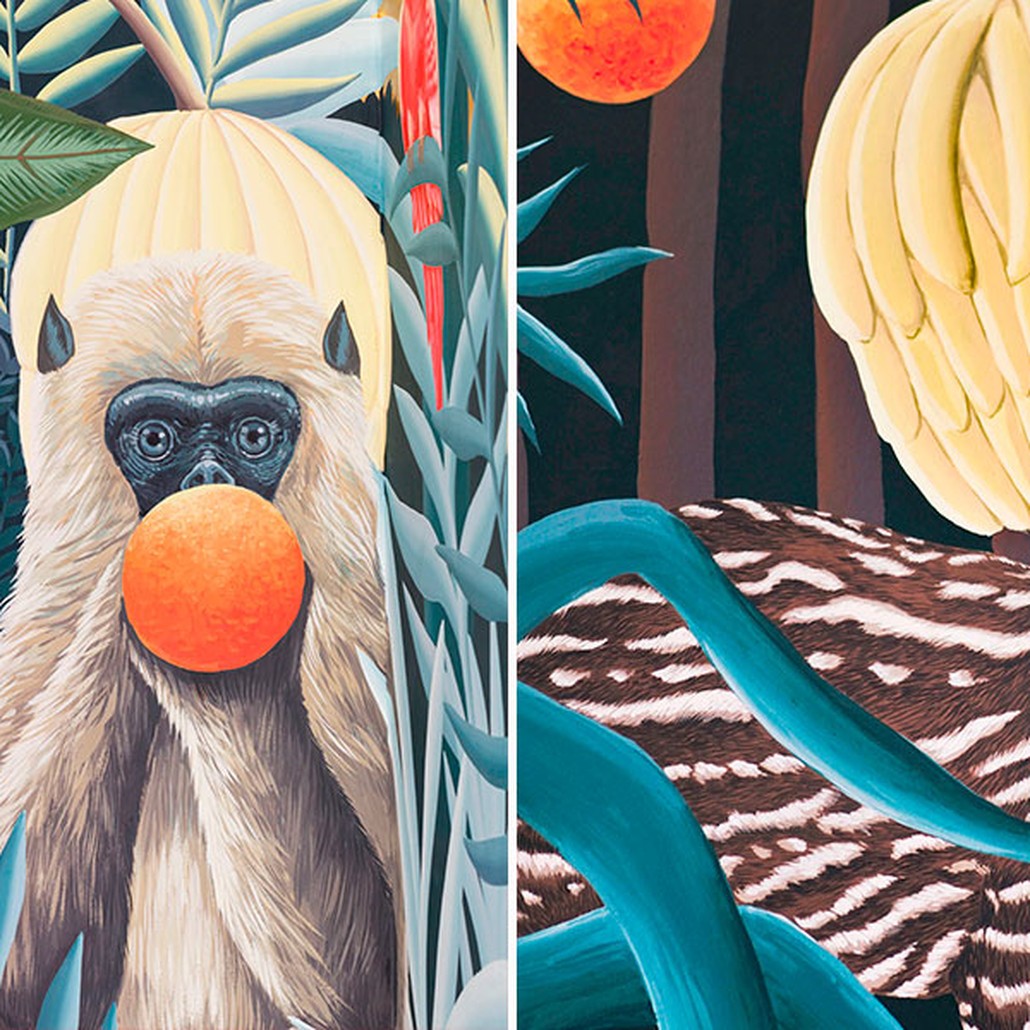 Обои ручная роспись Rousseau Rousseau on Deep Rich Gold gilded paper