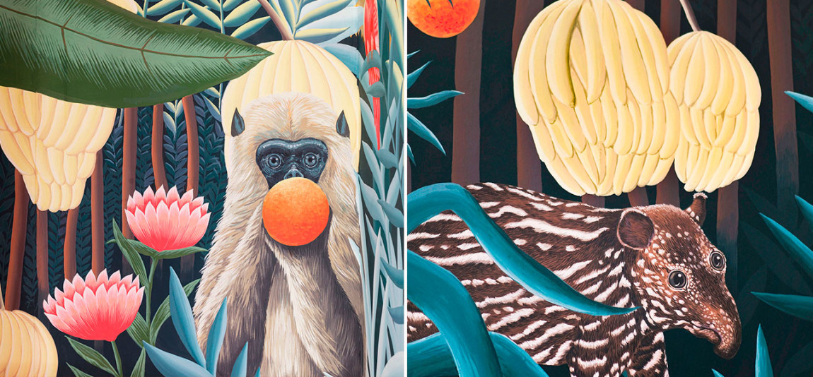 Обои ручная роспись Rousseau Rousseau on Deep Rich Gold gilded paper