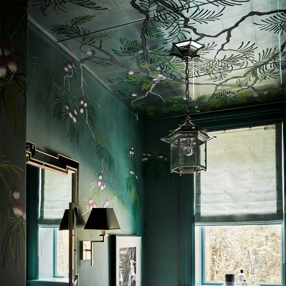 Обои ручная роспись Silk Tree Blossom on Sung Green Williamsburg