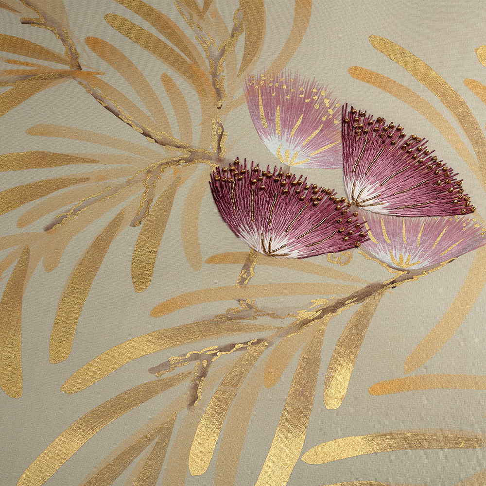 Обои ручная роспись Silk Tree Colourway SC-80 on Pale Grey dyed silk