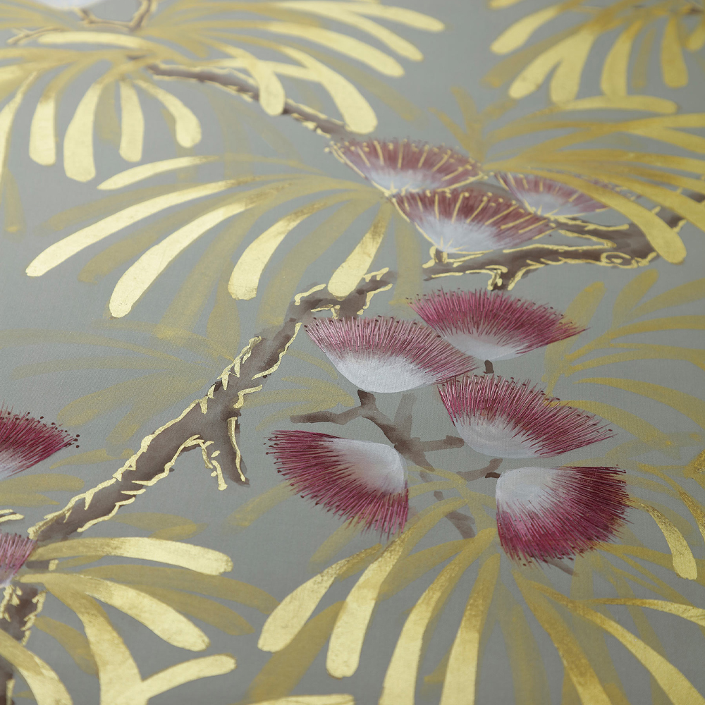 Обои ручная роспись Silk Tree Colourway SC-80 on Pale Grey dyed silk