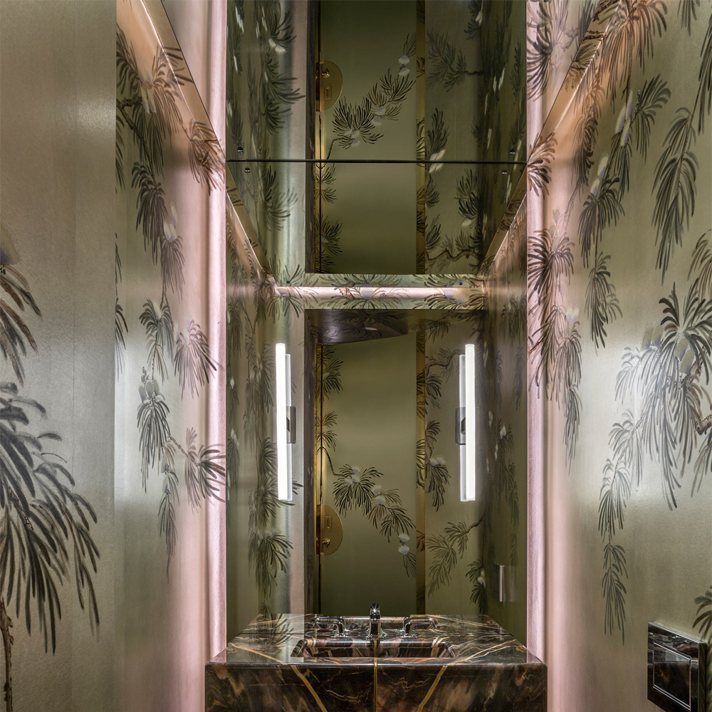 Обои ручная роспись Silk Tree Original colourway on White Metal gilded paper