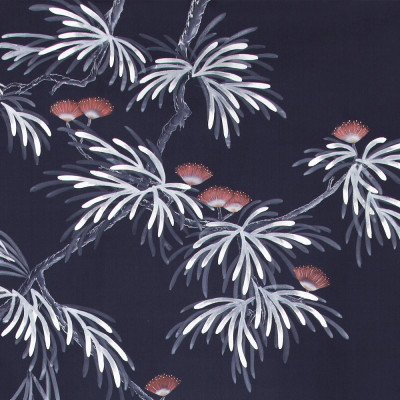 Обои ручная роспись Silk Tree Special Colourway on Empire Blue dyed silk