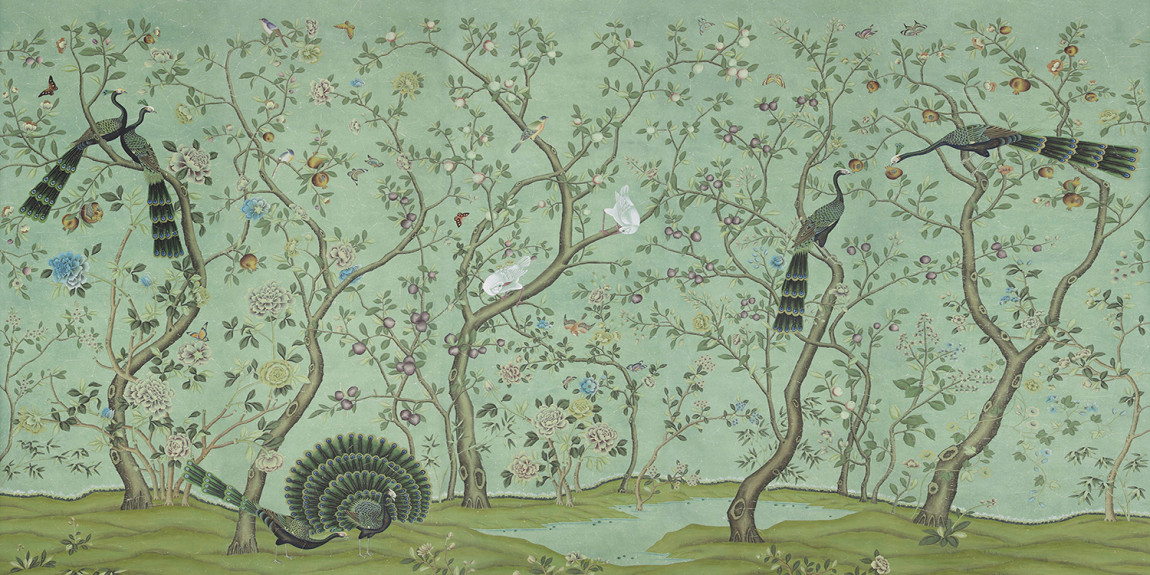 Обои ручная роспись St Laurent Edo Turquoise