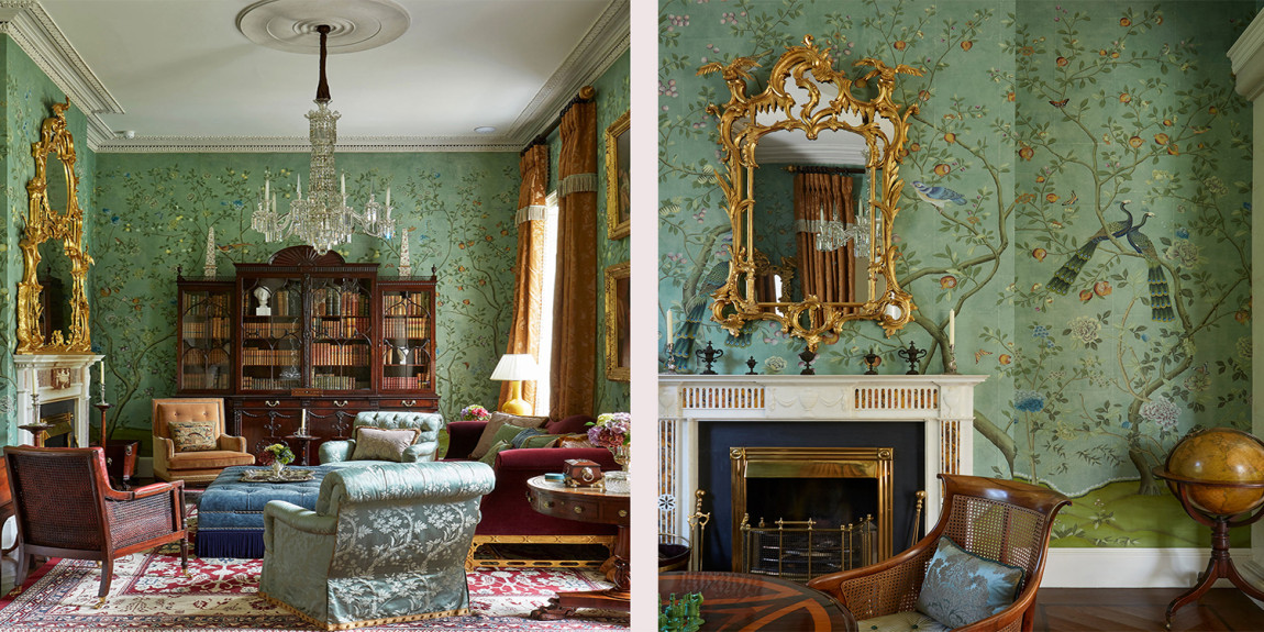 Обои ручная роспись St Laurent Edo Turquoise