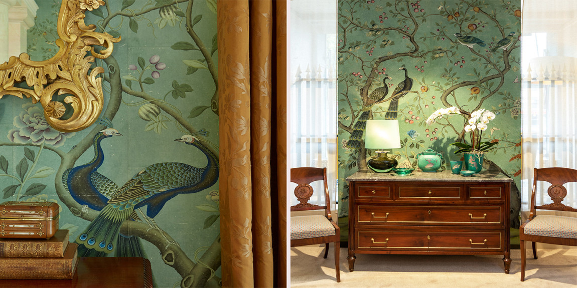 Обои ручная роспись St Laurent Edo Turquoise