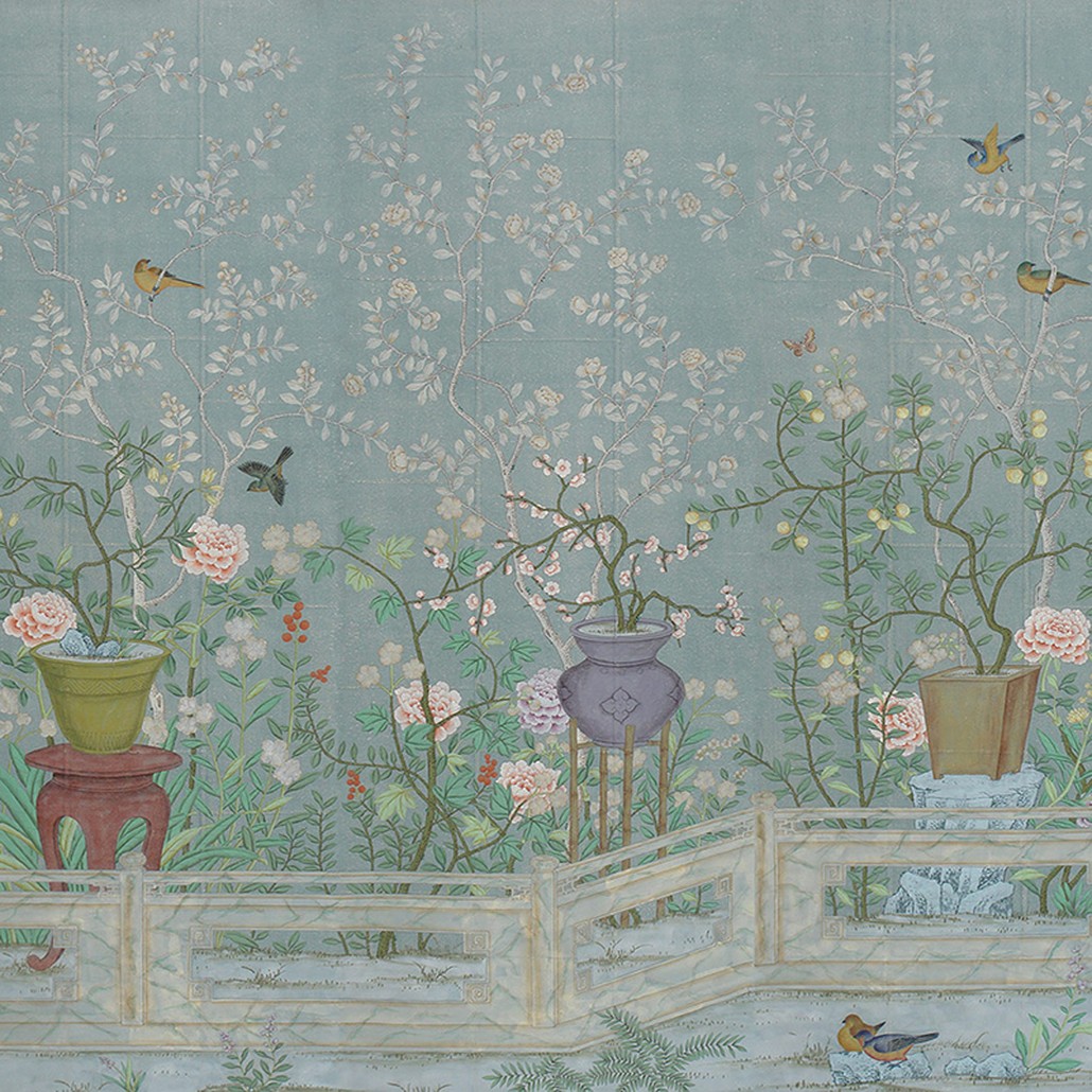 Обои ручная роспись Temple Newsam Blue Grey