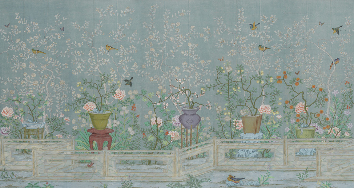 Обои ручная роспись Temple Newsam Blue Grey