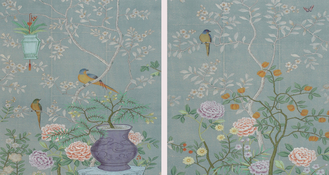 Обои ручная роспись Temple Newsam Blue Grey