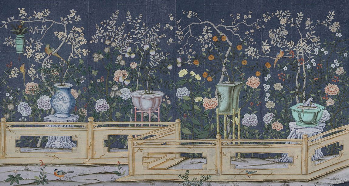 Обои ручная роспись Temple Newsam Dark Blue