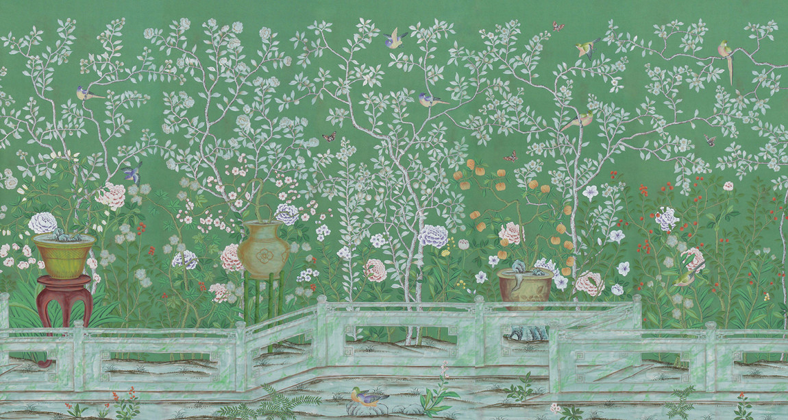 Обои ручная роспись Temple Newsam Green