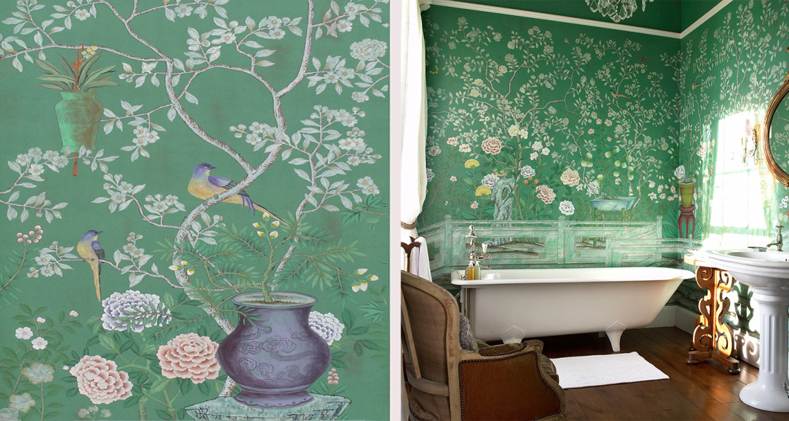 Обои ручная роспись Temple Newsam Green