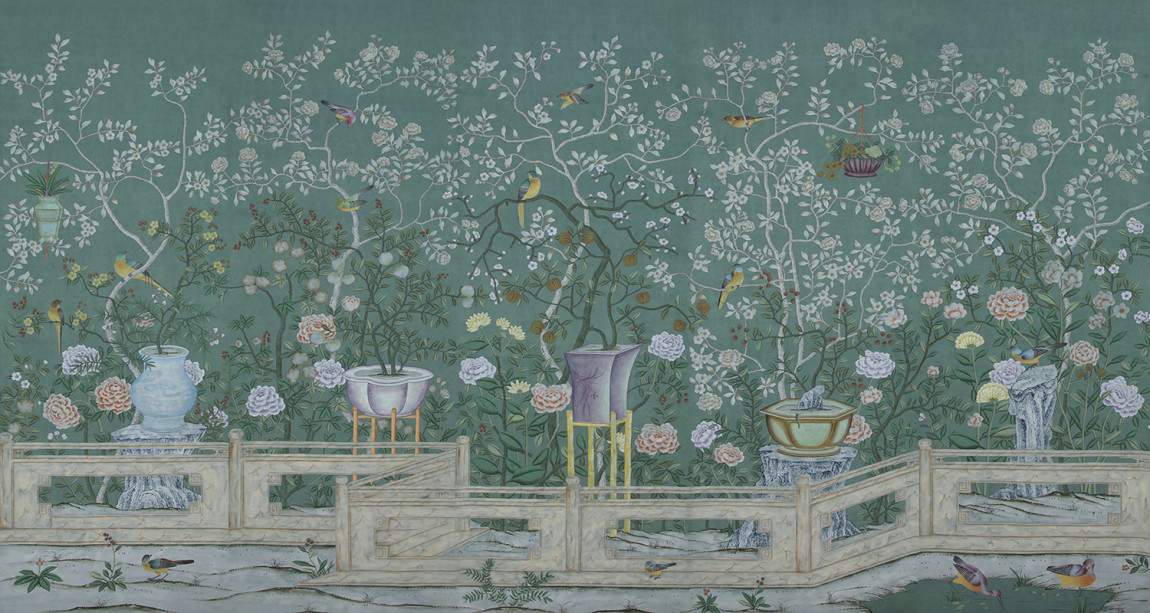 Обои ручная роспись Temple Newsam Sung Green