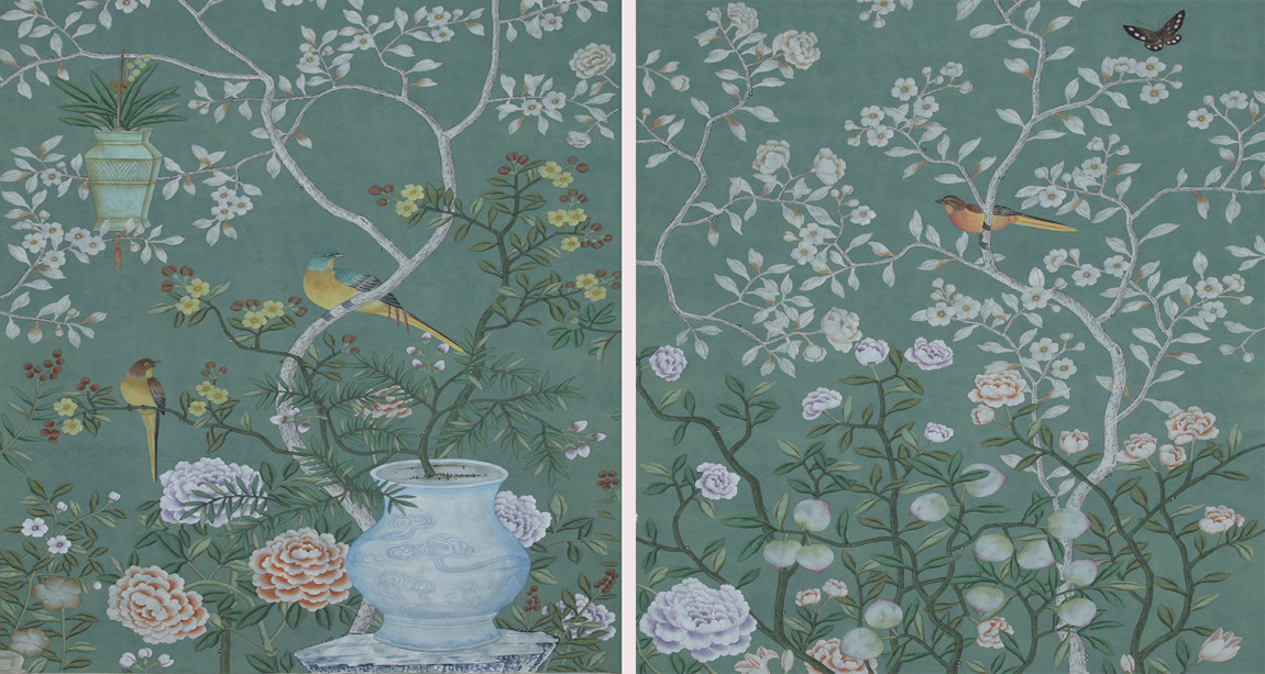 Обои ручная роспись Temple Newsam Sung Green