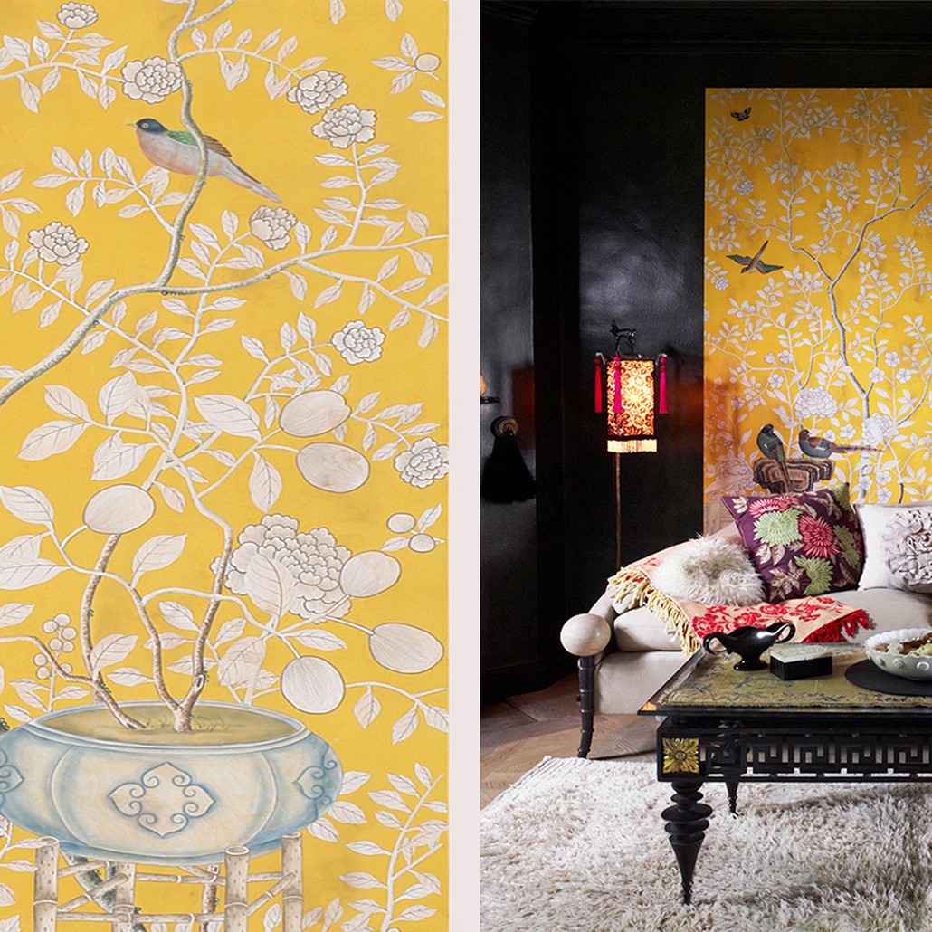 Обои ручная роспись Temple Newsam Tang Yellow