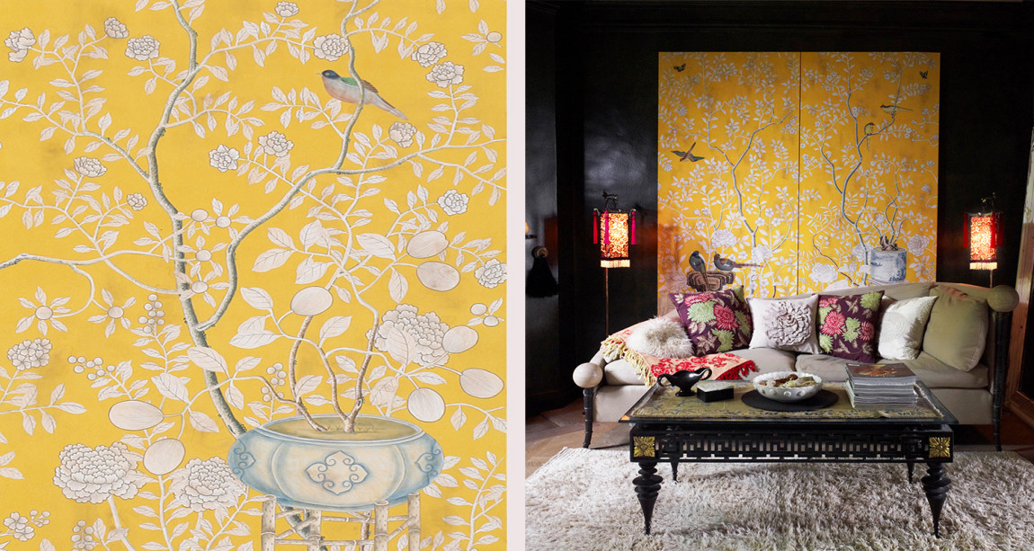 Обои ручная роспись Temple Newsam Tang Yellow