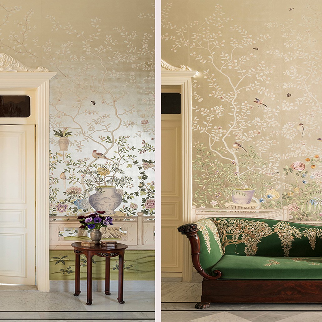 Обои ручная роспись Temple Newsam Tarnished Silver
