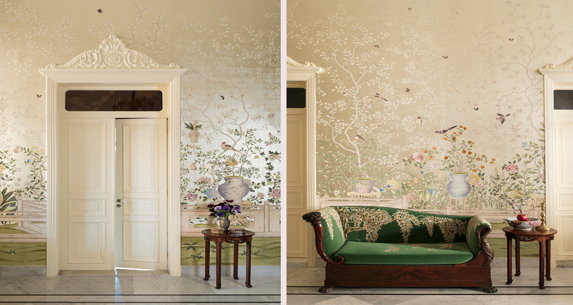 Обои ручная роспись Temple Newsam Tarnished Silver