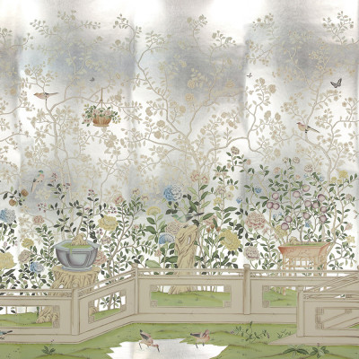 Обои ручная роспись Temple Newsam White Gold gilded silk