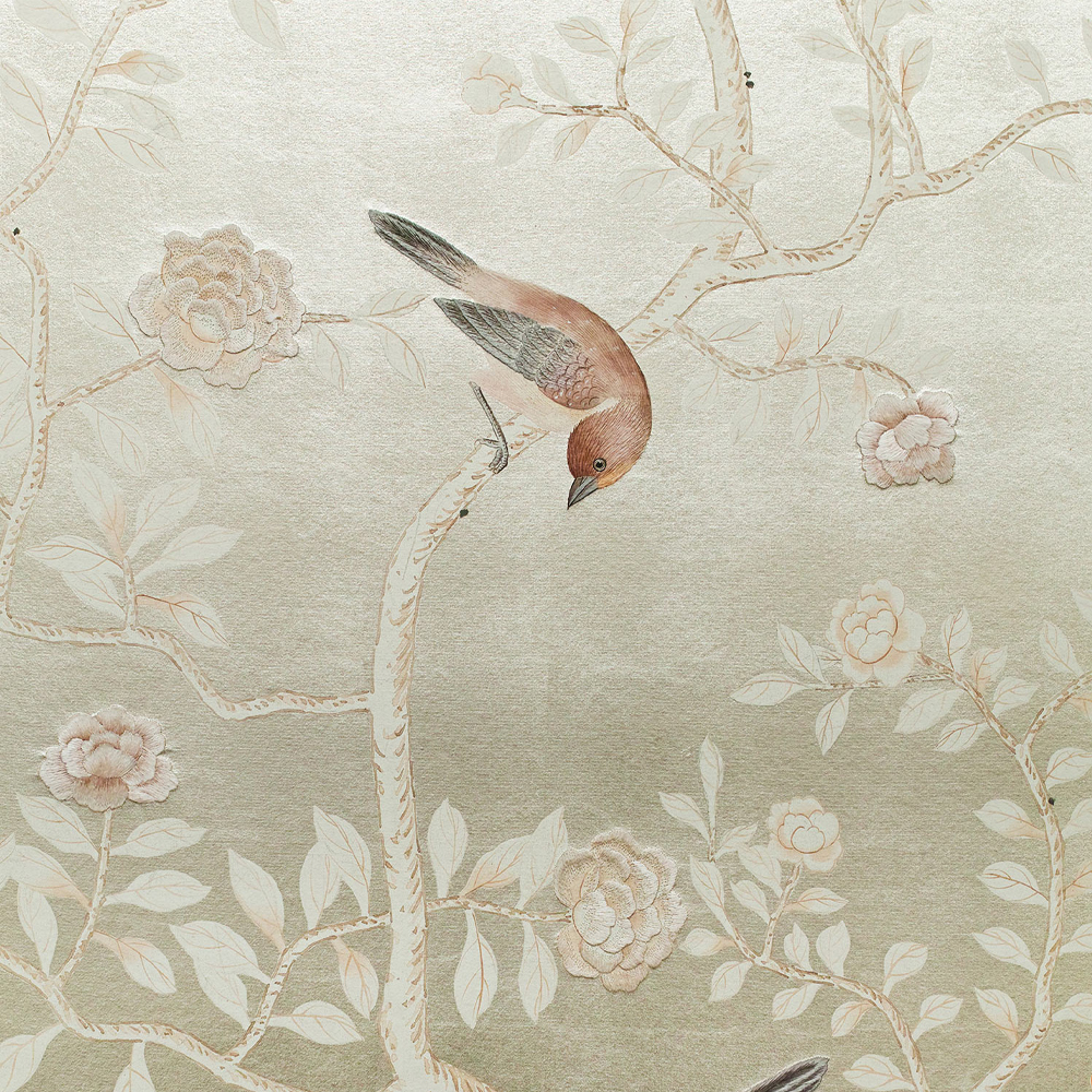 Обои ручная роспись Temple Newsam White Gold gilded silk