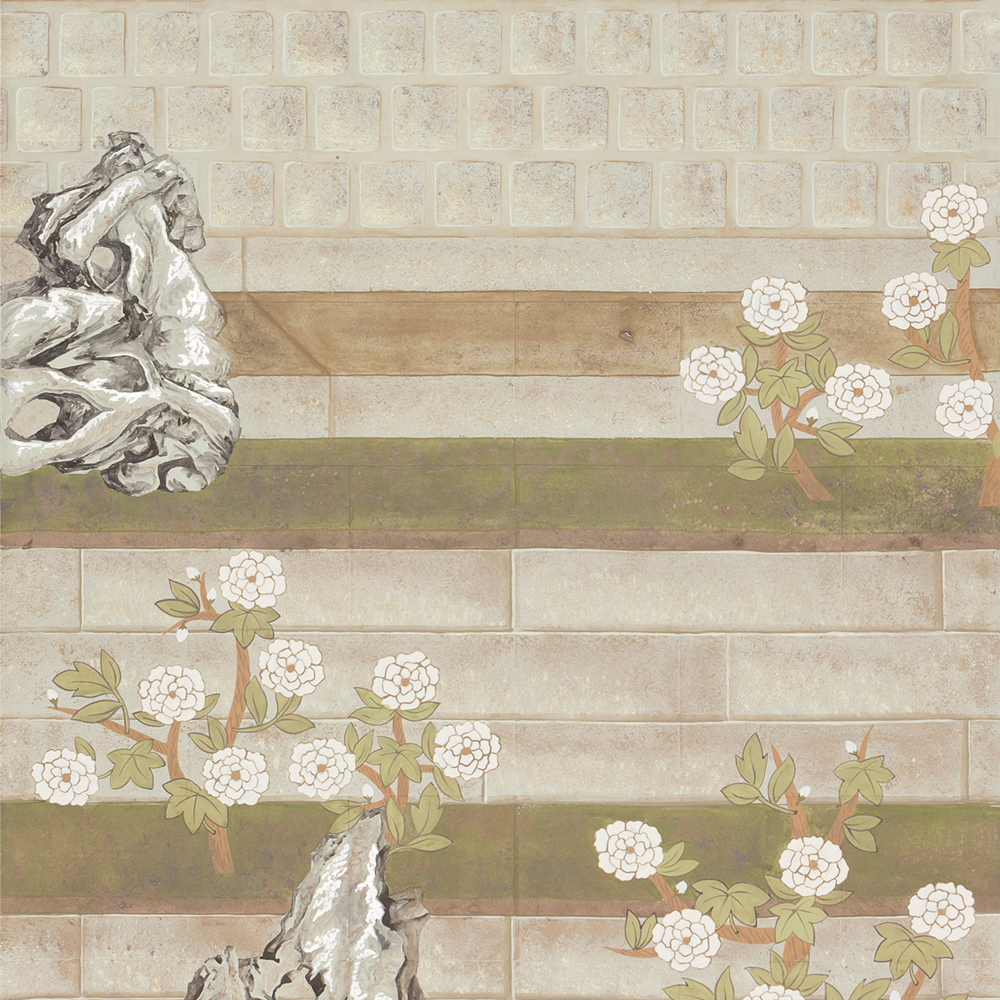 Обои ручная роспись The Art of Learning and Steps for the Flowers by Teo Yang Original colourway on Icefield India tea paper