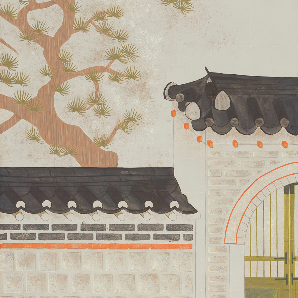 Обои ручная роспись The Art of Learning and Steps for the Flowers by Teo Yang Original colourway on Icefield India tea paper