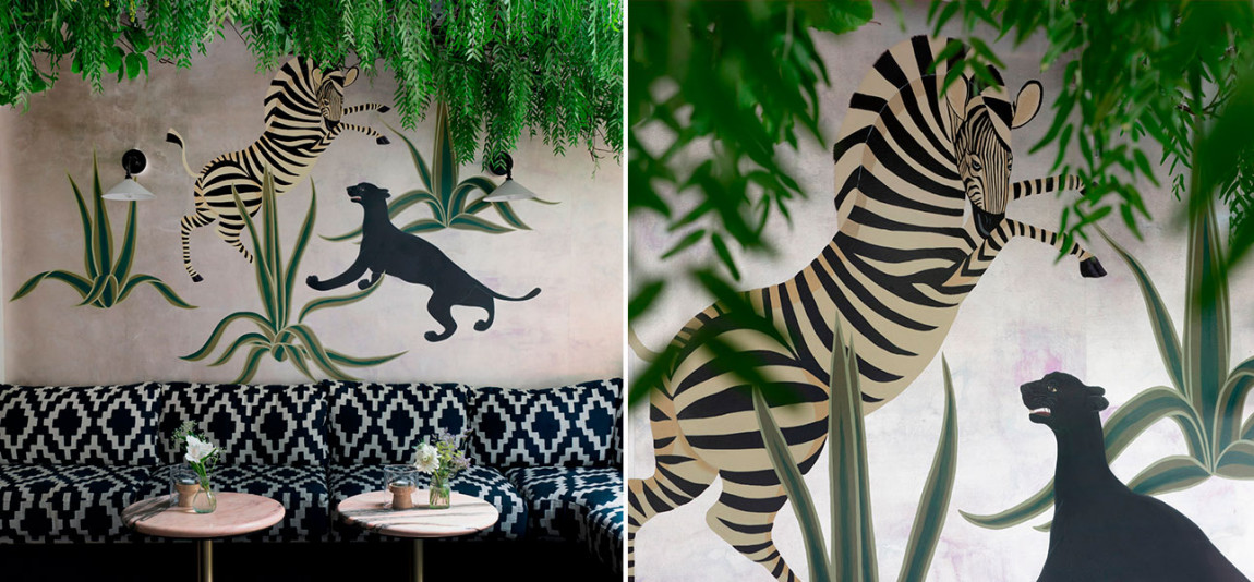 Обои ручная роспись The Hunt Original colourway on silver gilded paper with desargenter pearlescent antiquing