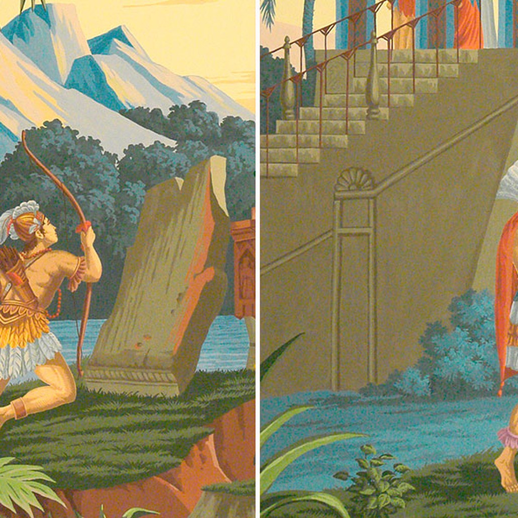 Обои ручная роспись The Incas Dufour on scenic paper
