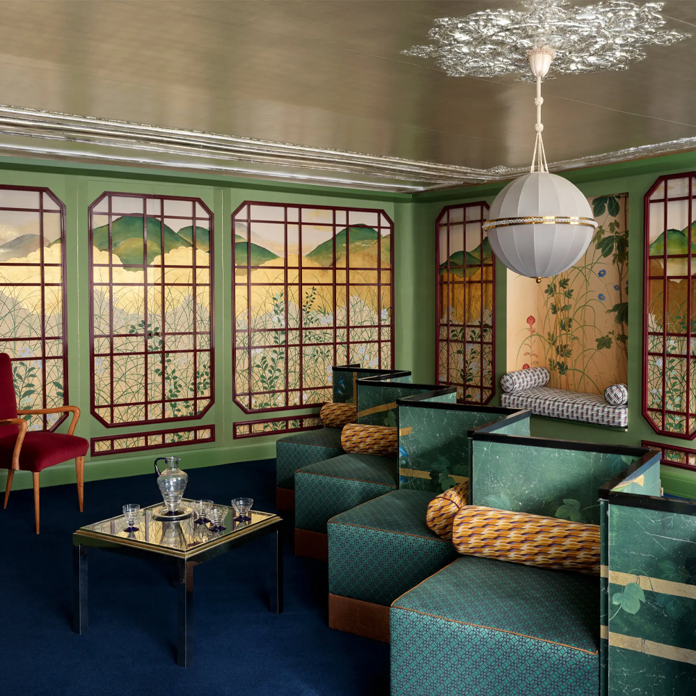 Обои ручная роспись The Plain of Musashi Original colourway on painted Xuan paper with gold ombre