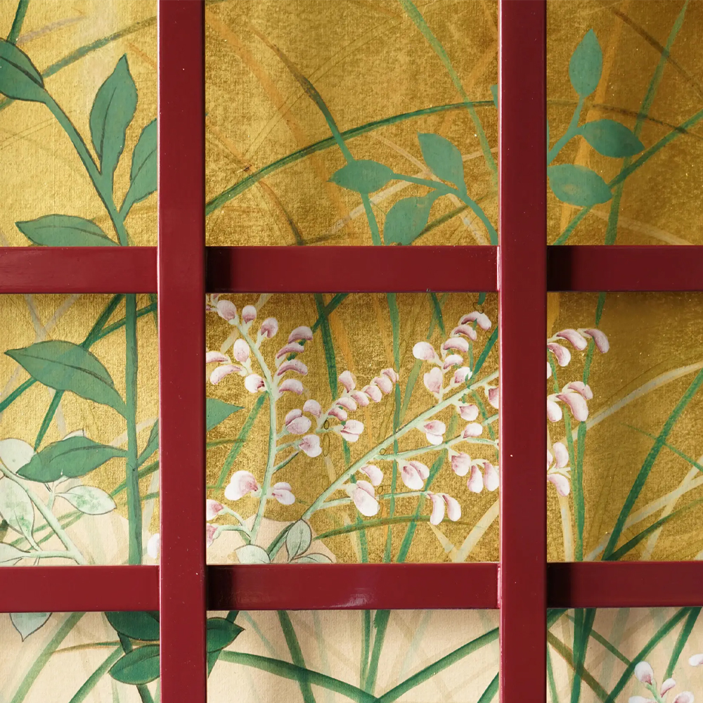 Обои ручная роспись The Plain of Musashi Original colourway on painted Xuan paper with gold ombre