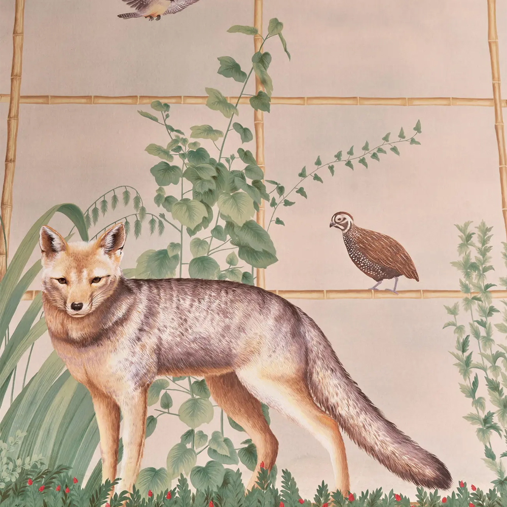 Обои ручная роспись Trellised Menagerie Standard colourway on scenic paper