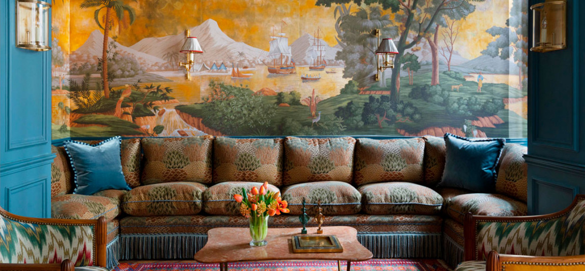 Обои ручная роспись Voyage of the Pacific Amarelo on Deep Rich Gold gilded paper with antiquing