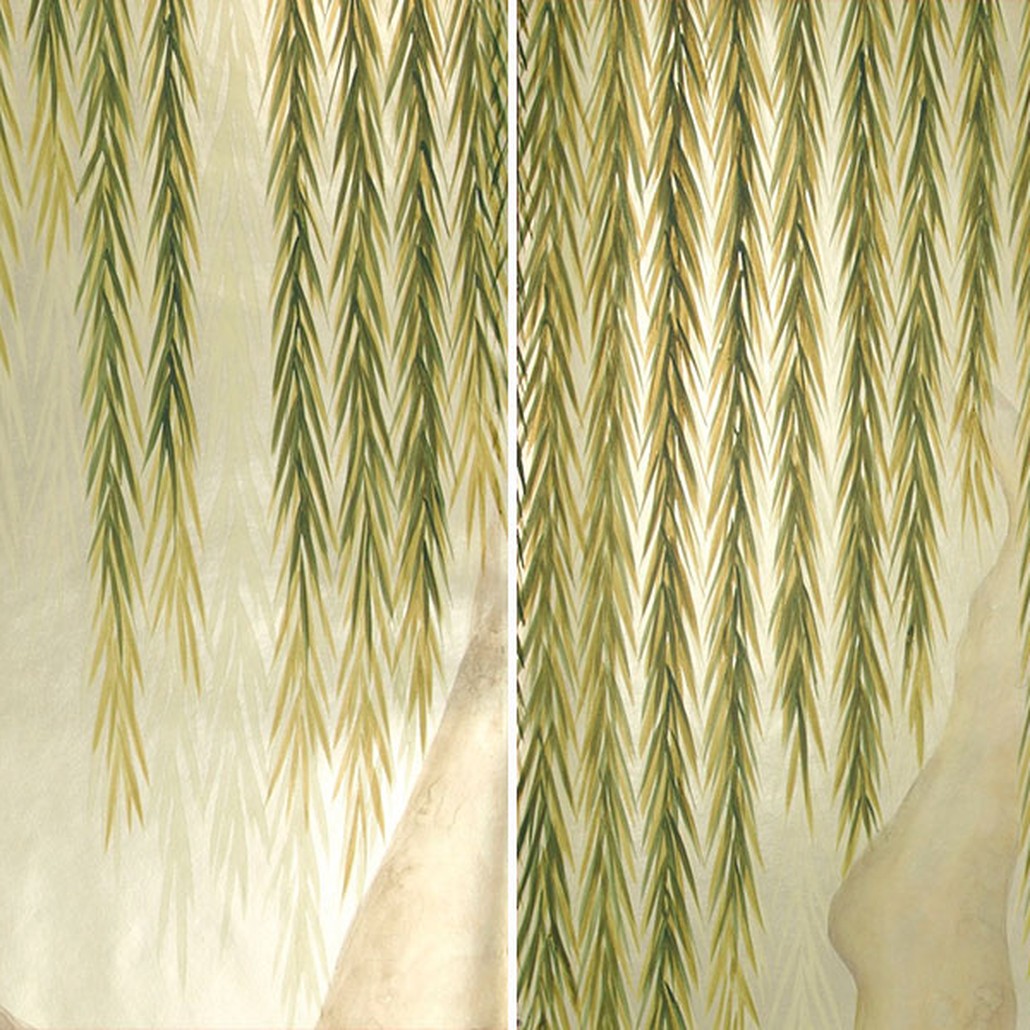 Обои ручная роспись Willow Original colourway on Champagne Gold gilded paper