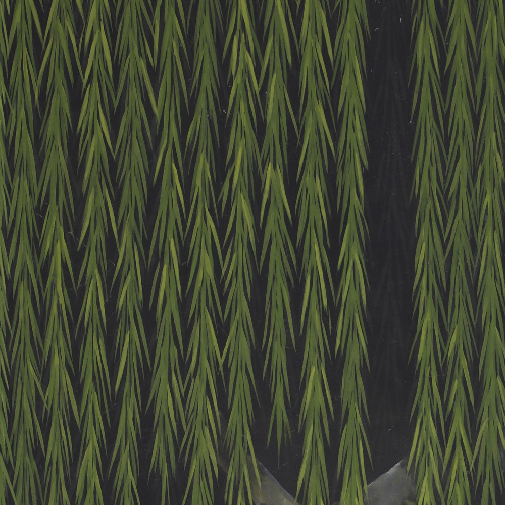 Обои ручная роспись Willow Original colourway on Edo Night painted silk