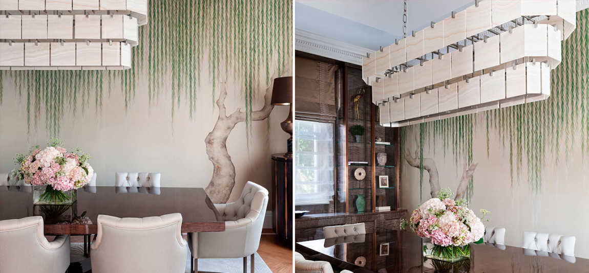 Обои ручная роспись Willow Special Colourway on Icefield dyed silk