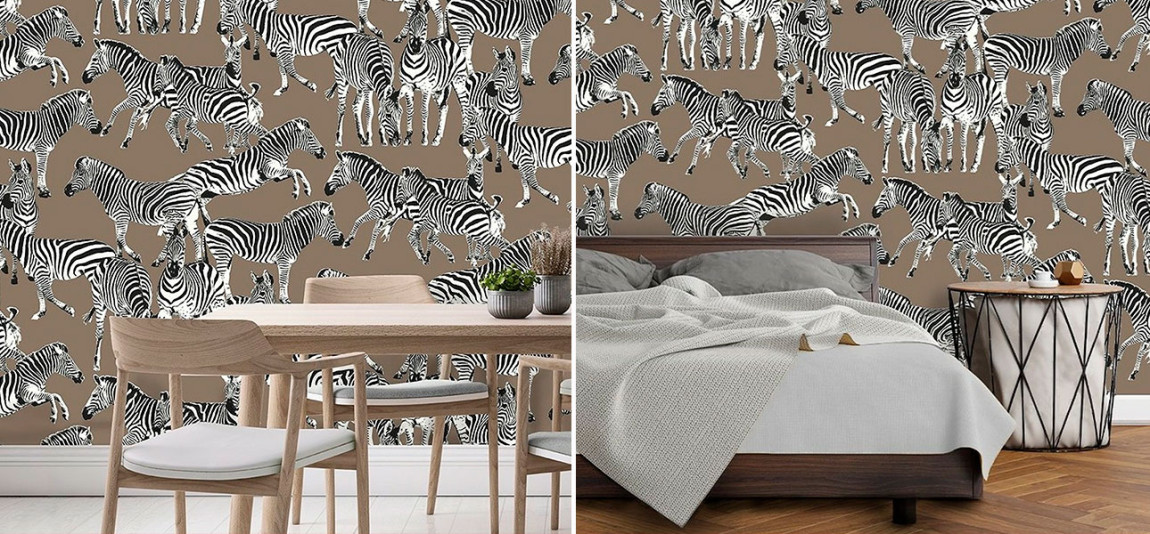 Обои ручная роспись Zebras Chocolate Mousse