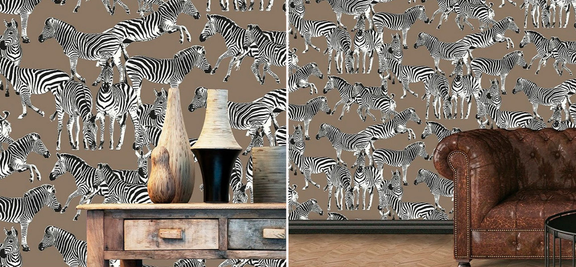 Обои ручная роспись Zebras Chocolate Mousse