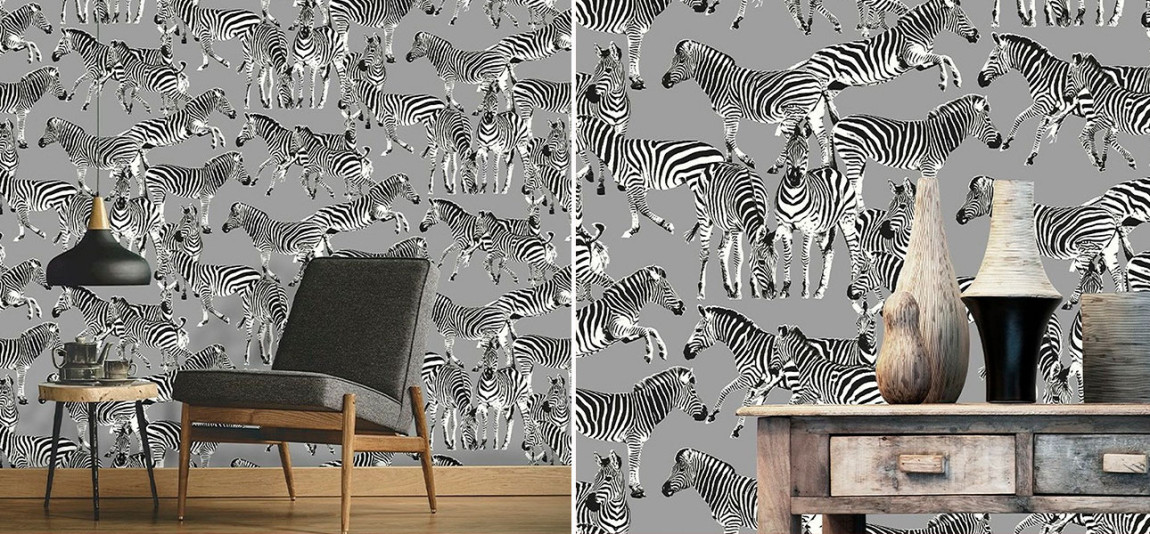 Обои ручная роспись Zebras Mid Grey