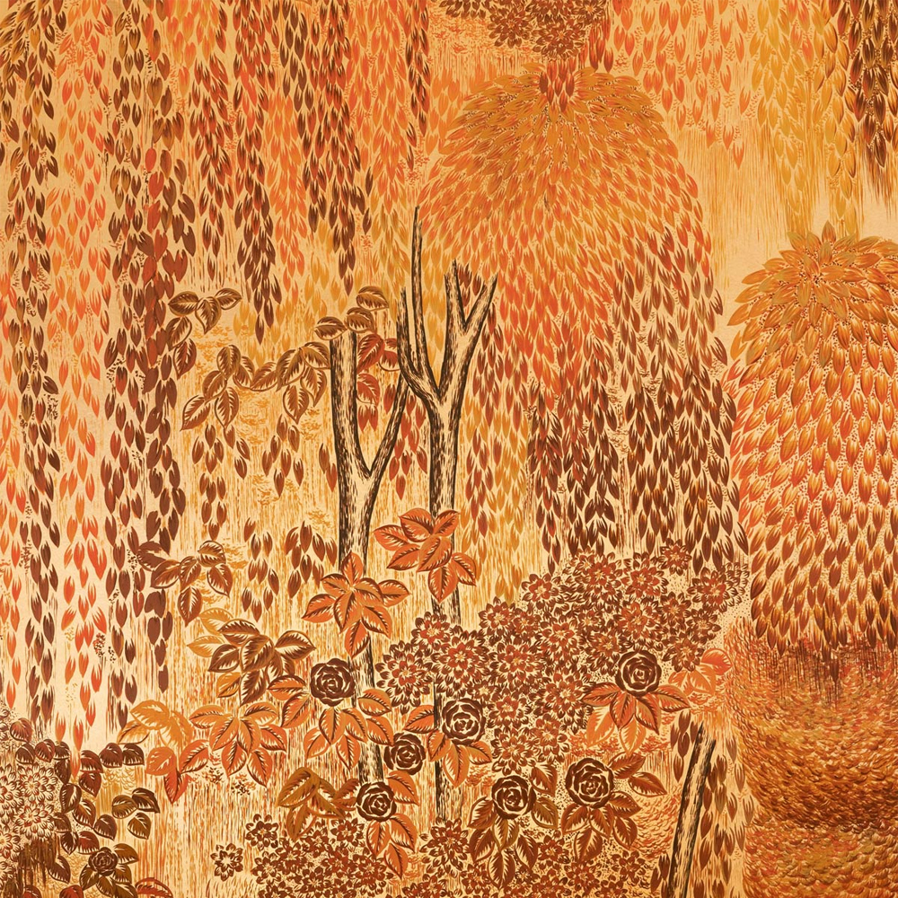 Обои ручная роспись в стиле Арт-деко Hippolyta’s Forest Colourway 263 on Deep Rich Gold gilded paper