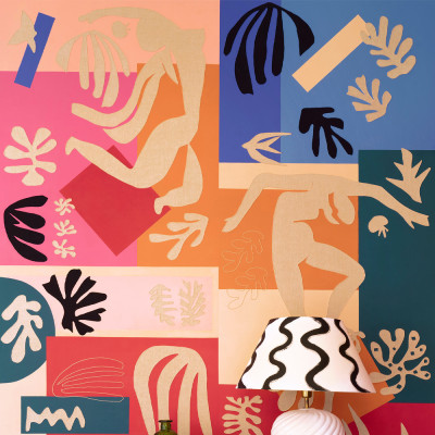 Обои ручная роспись в стиле Арт-деко Jazz Original colourway on painted silk with embroidery