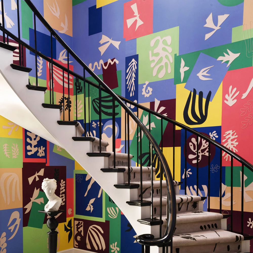 Обои ручная роспись в стиле Арт-деко Jazz Special Colourway on dyed silk with embroidery